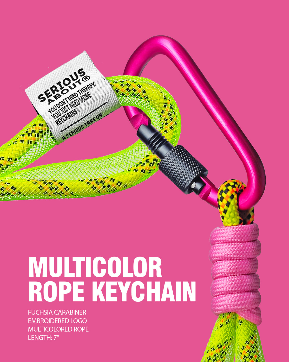FUCHSIA MULTICOLORED ROPE KEYCHAIN