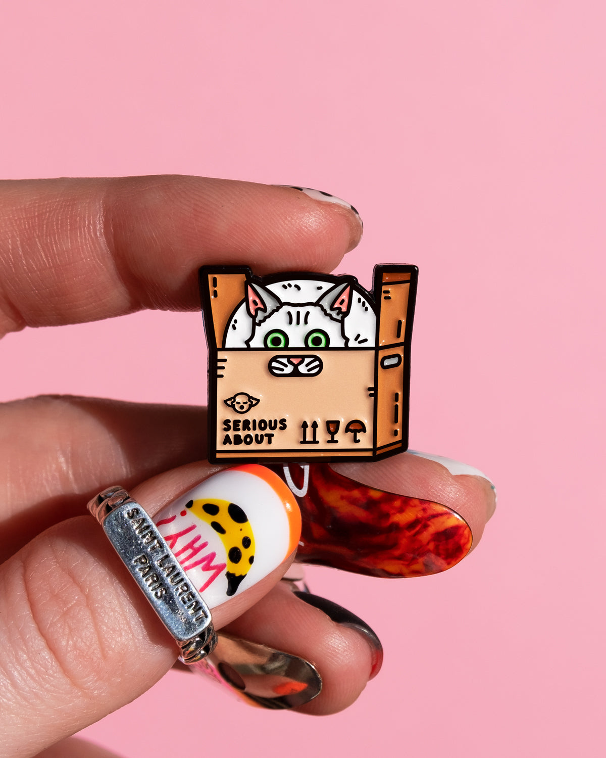 CAT IN A BOX, enamel pin