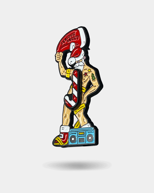 NAUGHTY SANTA, spinning enamel pin