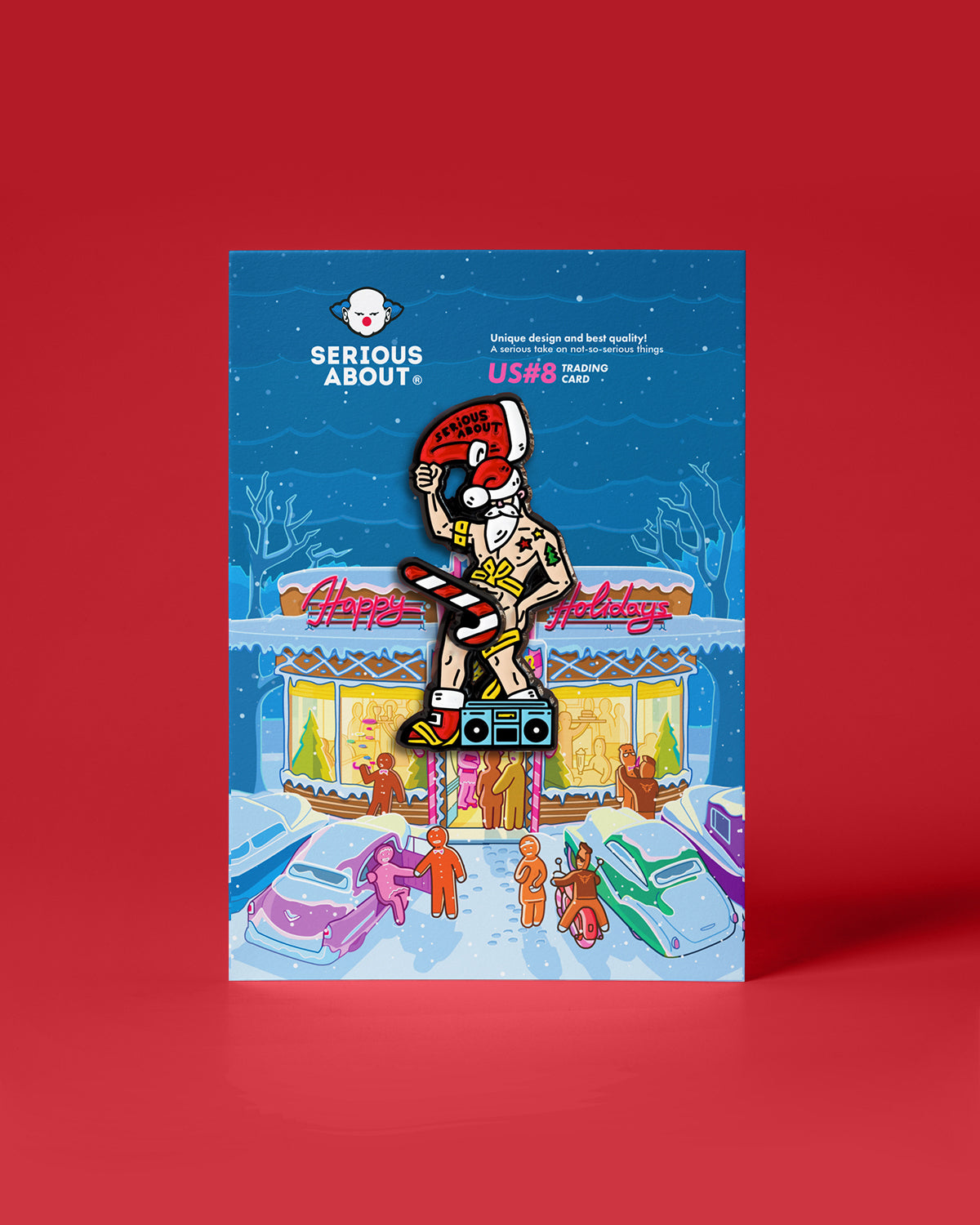 NAUGHTY SANTA, spinning enamel pin