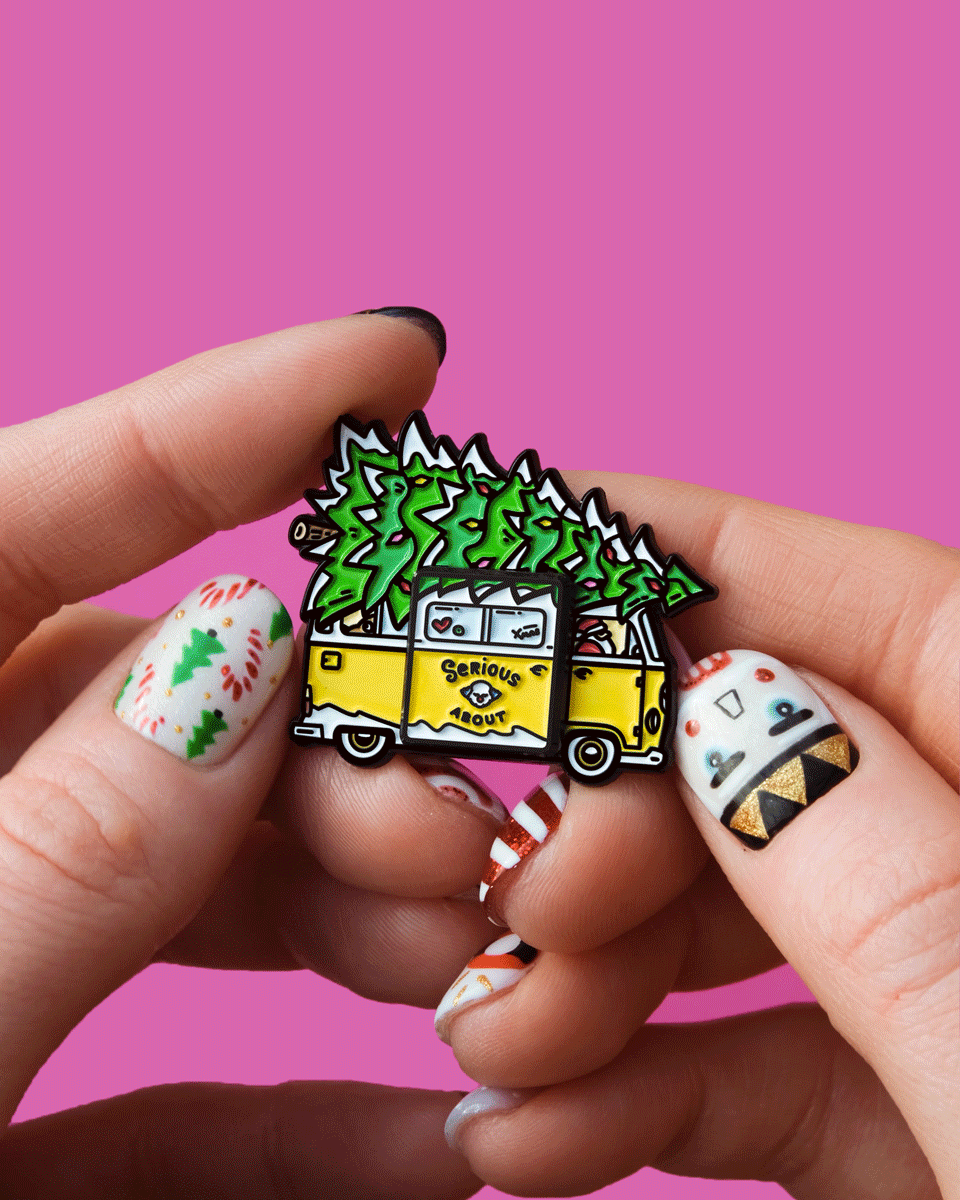 NAUGHTY SANTA’S TRUCK, sliding enamel pin