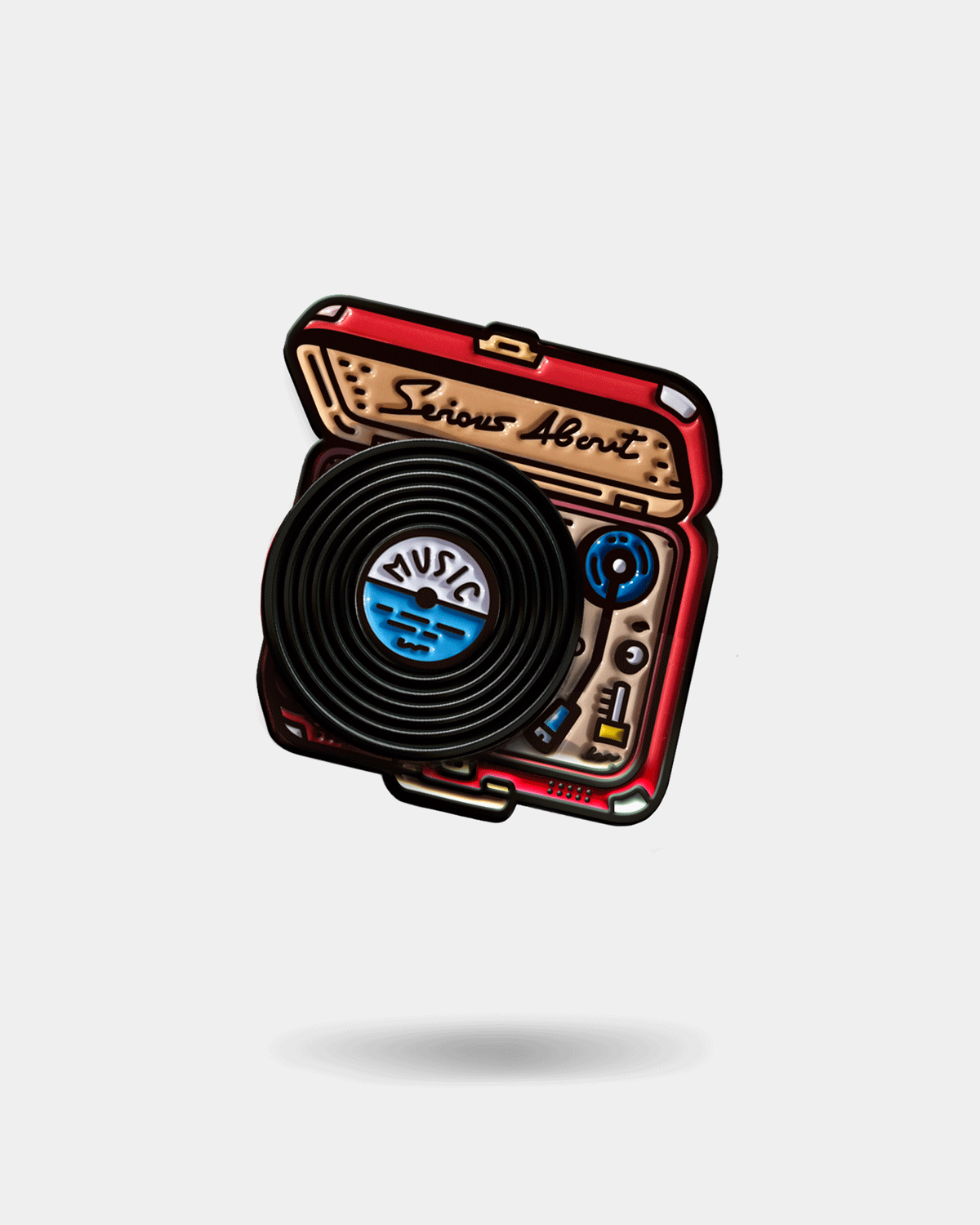 VINYL TURNTABLE, spinning enamel pin