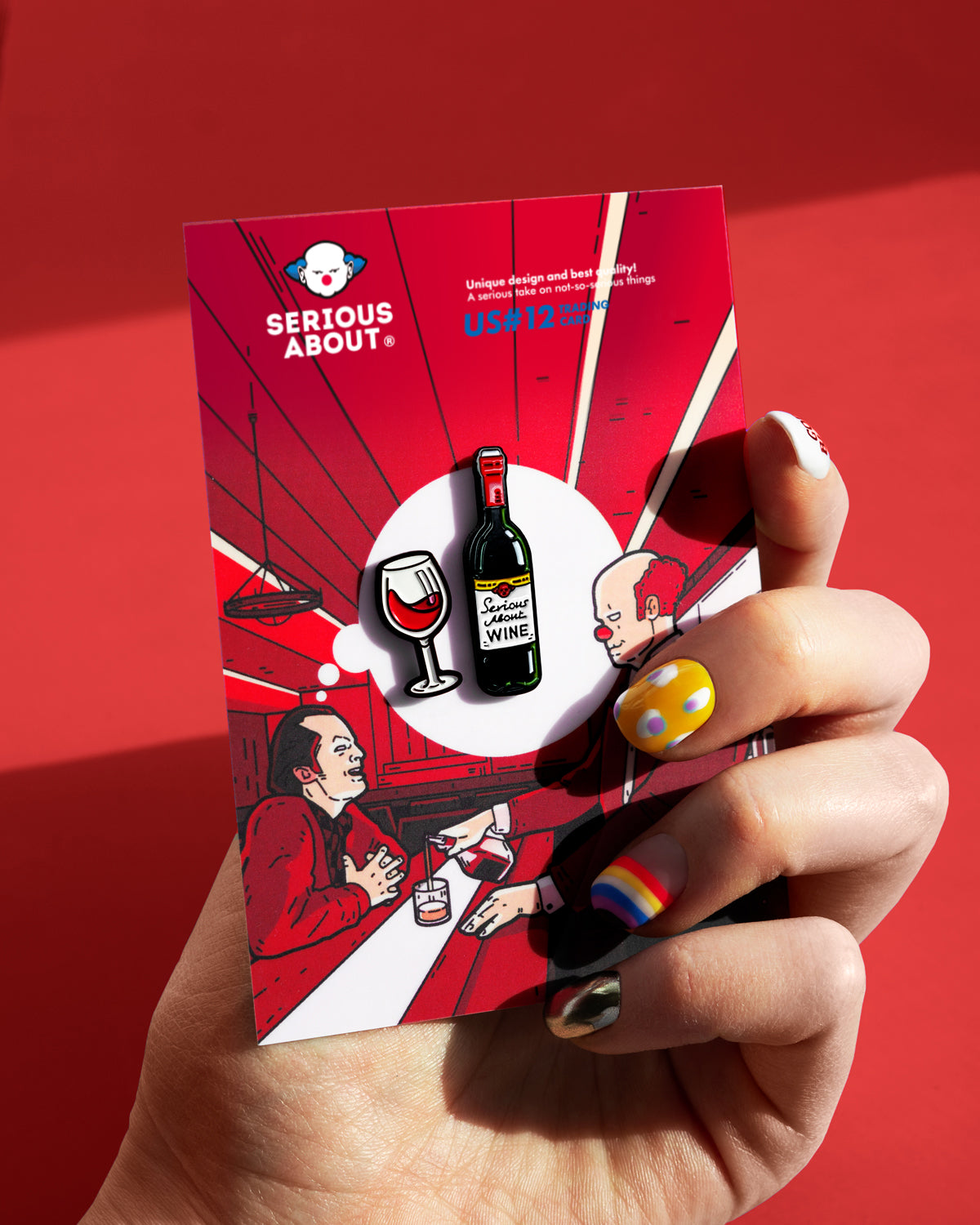 WINE WITH A GLASS, ENAMEL PIN