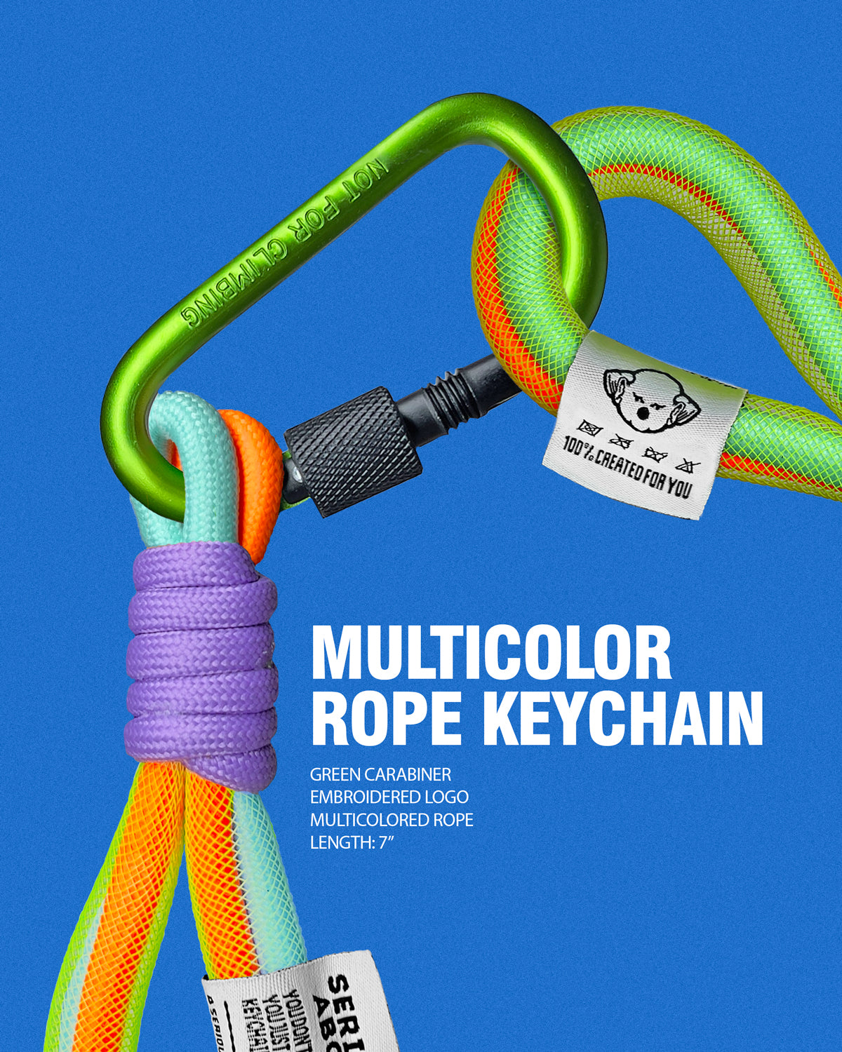 GREEN MULTICOLORED ROPE KEYCHAIN