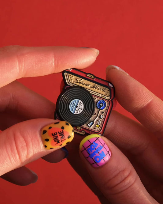 VINYL TURNTABLE, SPINNING ENAMEL PIN