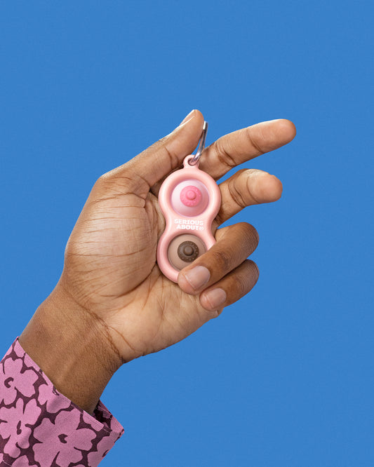 NIPPLE DIMPLE, pink frame, diverse buttons