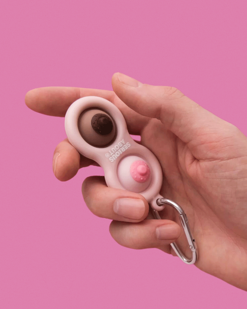 NIPPLE DIMPLE, pink frame, diverse buttons