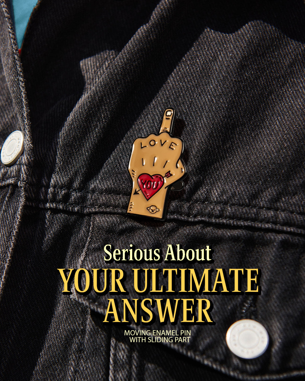 FINGER LOVE, sliding enamel pin
