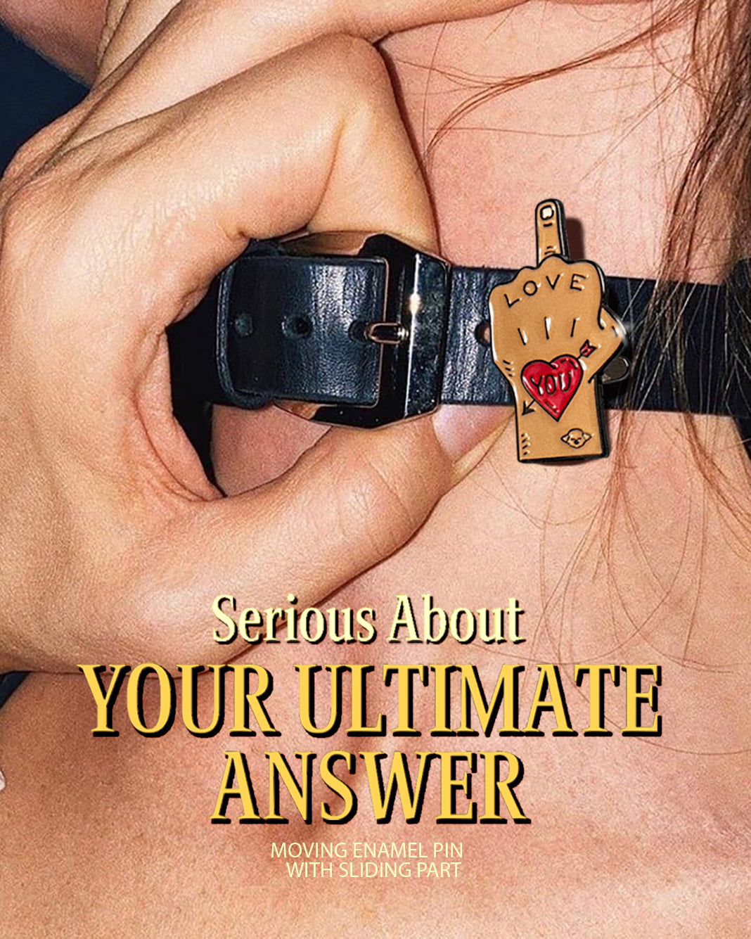 FINGER LOVE, sliding enamel pin
