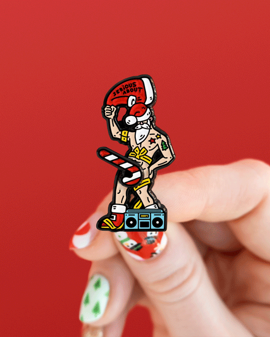 NAUGHTY SANTA, SPINNING ENAMEL PIN