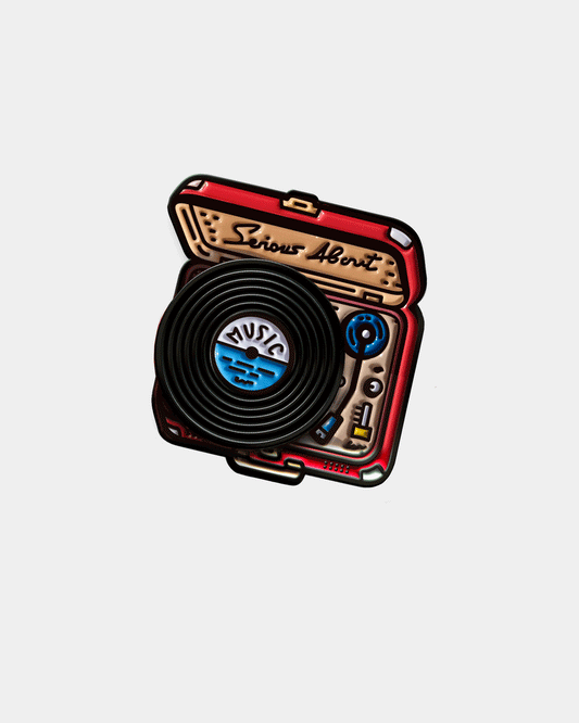 VINYL TURNTABLE, SPINNING ENAMEL PIN