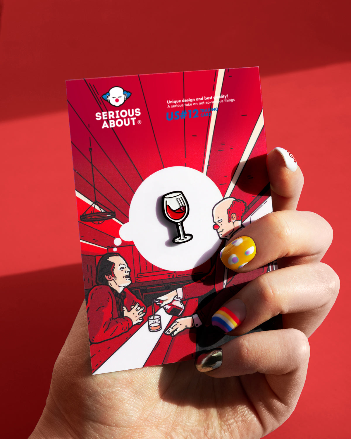 WINE GLASS, ENAMEL PIN