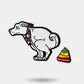WHITE DOG RAINBOW POOP, enamel pin