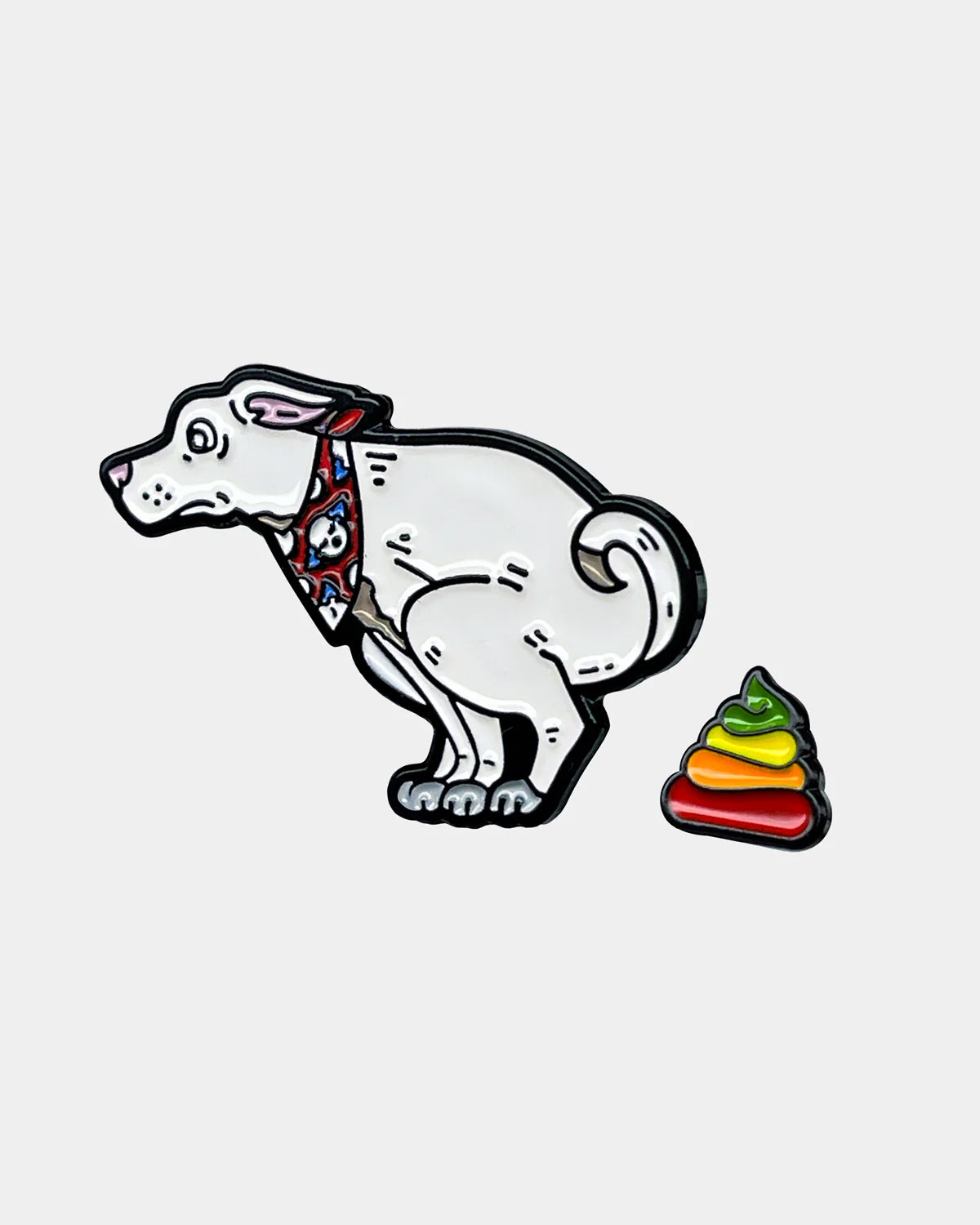 WHITE DOG RAINBOW POOP, ENAMEL PIN