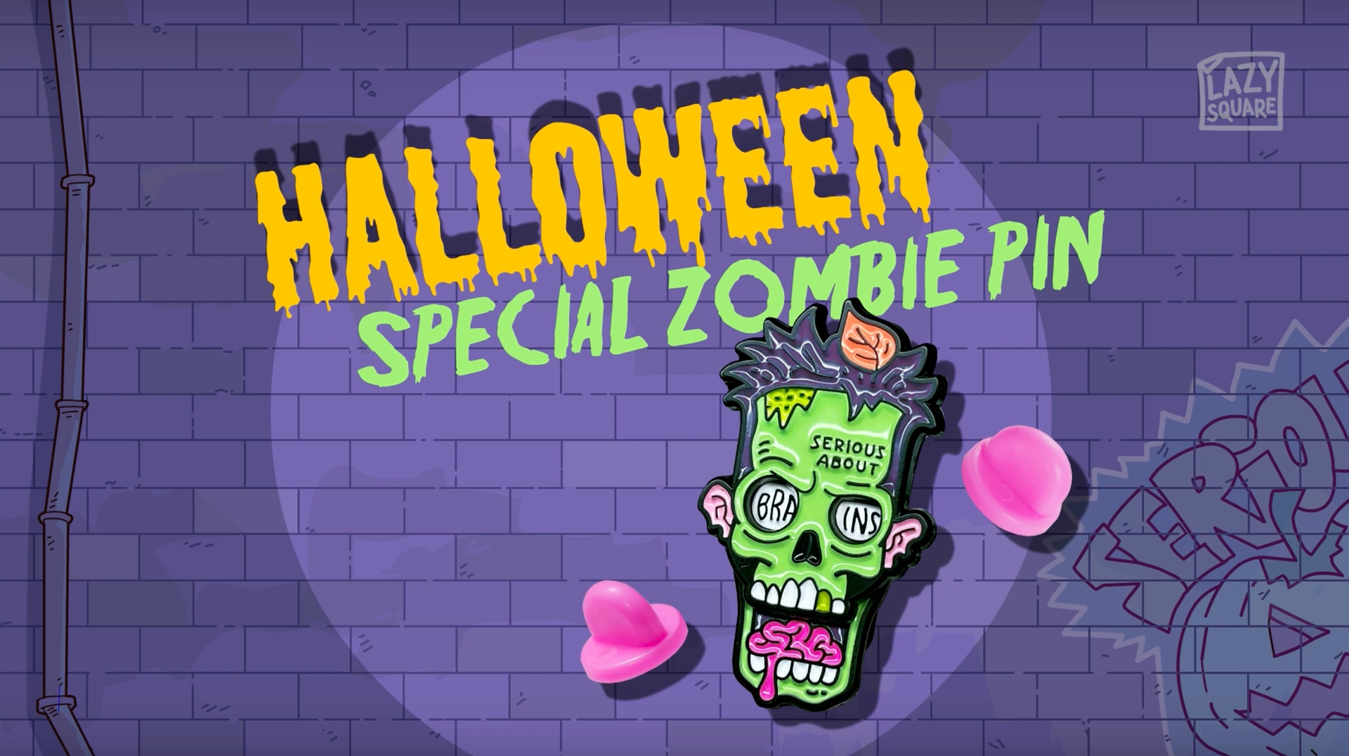 Load video: Creepy-cute Zombie Pin — a moving enamel pin for horror lovers, freelancers, and anyone whose clients have ever started with, “It’s just a tiny edit…”