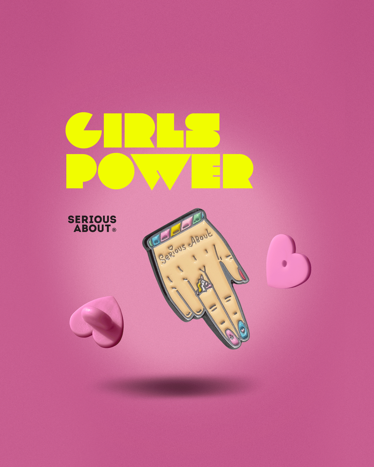 GIRLS POWER, sliding enamel pin